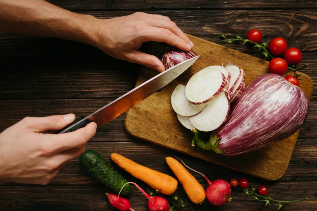 Chopping up veg: gluten and dairy free meals